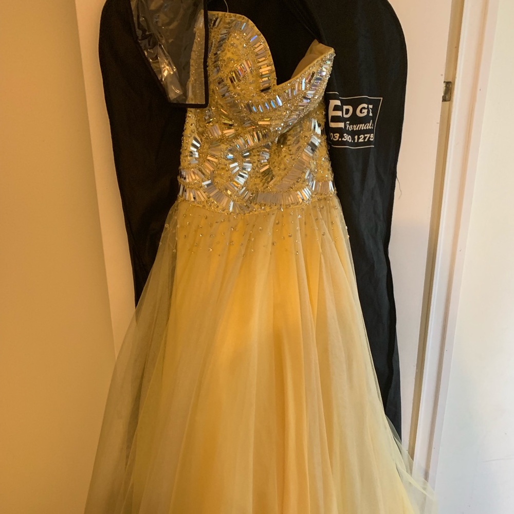 EDGE formals Yellow Strapless Pageant Dress